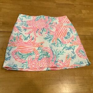 Lilly Pulitzer Marigold Skort Size 0 White Pink Crab Print Mini Skirt Preppy